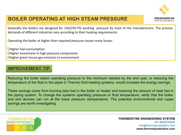 Boiler operating at high steam pressure