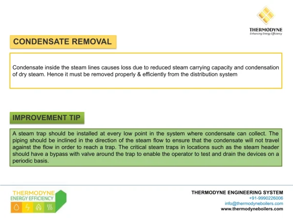 Condensate removal process in Thermodyne boilers