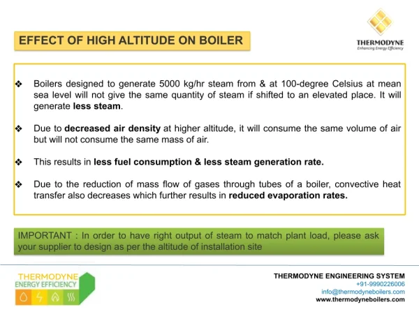 Effect of high altitude on boiler performance