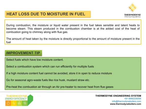 Heat loss due to moisture in boiler fuel