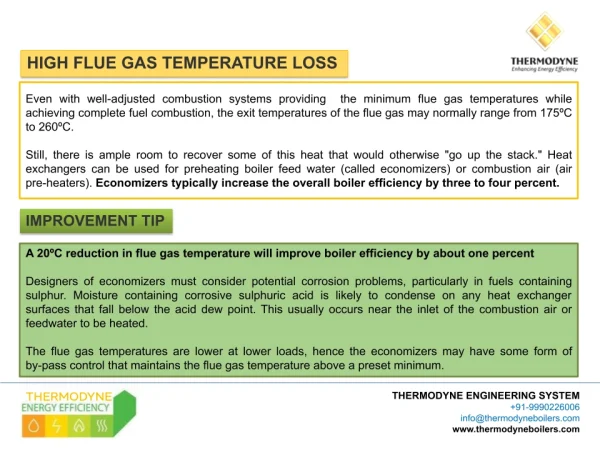 High flue gas temperature loss in Thermodyne boiler system