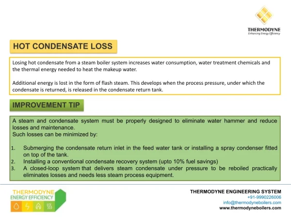 Hot condensate loss in Thermodyne boiler system