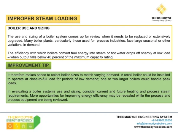 Improper steam loading in Thermodyne boiler system