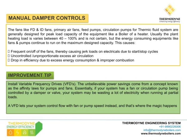 Manual damper controls in Thermodyne boiler system