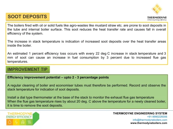 Sooth deposits in Thermodyne boiler affecting efficiency