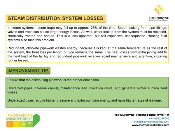 Steam distribution system losses in Thermodyne boilers