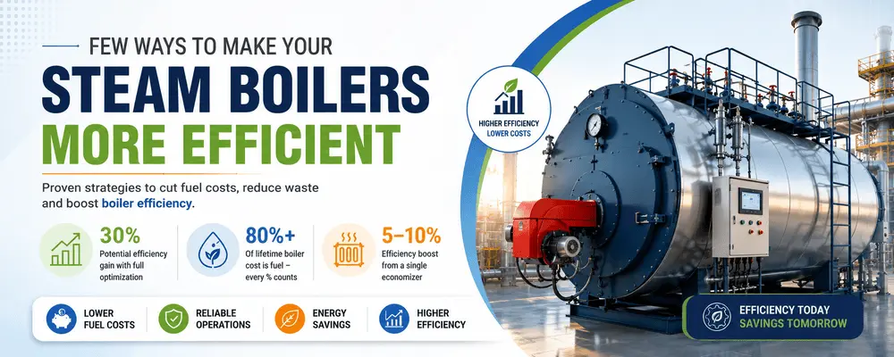 Industrial steam boiler efficiency improvement banner