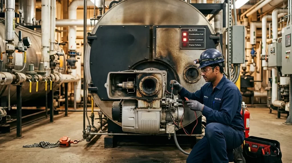 Incomplete Combustion in Industrial Boiler Burner – Causes, Flame Issues & Efficiency Loss