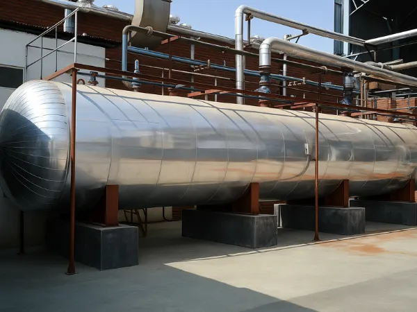 Industrial steam accumulator for storing and supplying excess steam