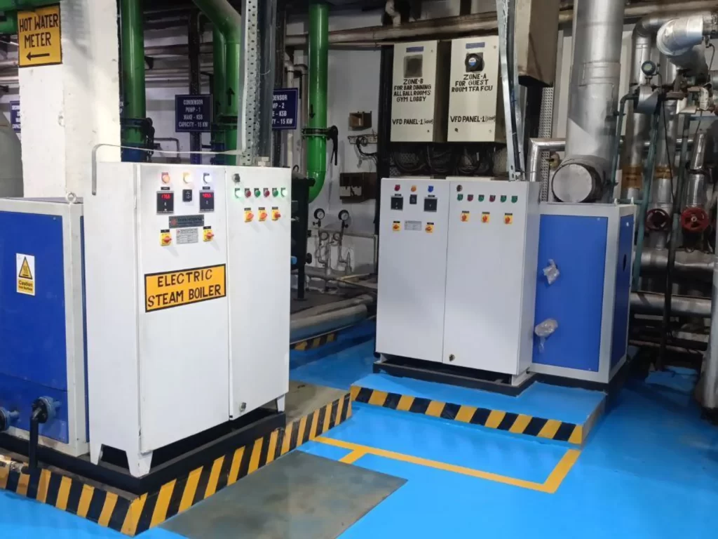 Electra industrial electric boiler using electrode technology for high efficiency and zero emission steam generation