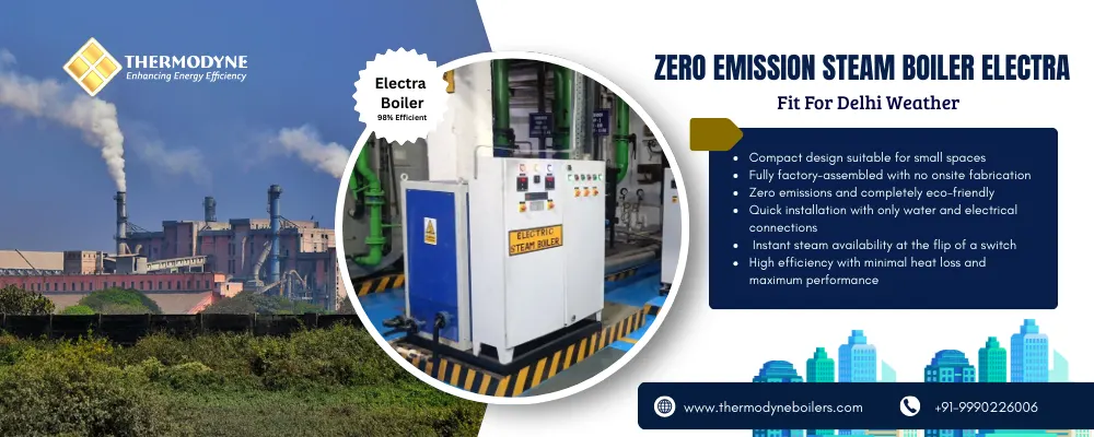 Industrial electric steam boiler enabling clean and emission-free steam generation in Delhi’s high-pollution environment