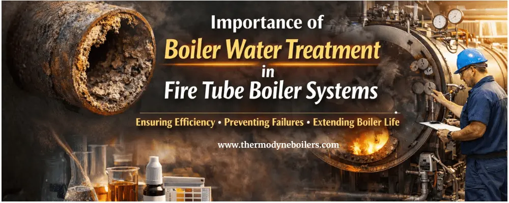 Fire Tube Boiler with boiler water treatment system improving steam boiler efficiency