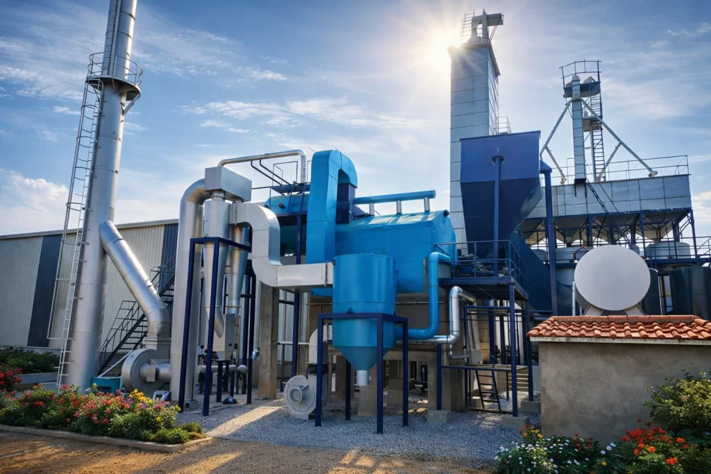 Fluidised Bed Combustion (FBC) boiler used in rice mill for efficient rice husk fuel combustion and steam generation