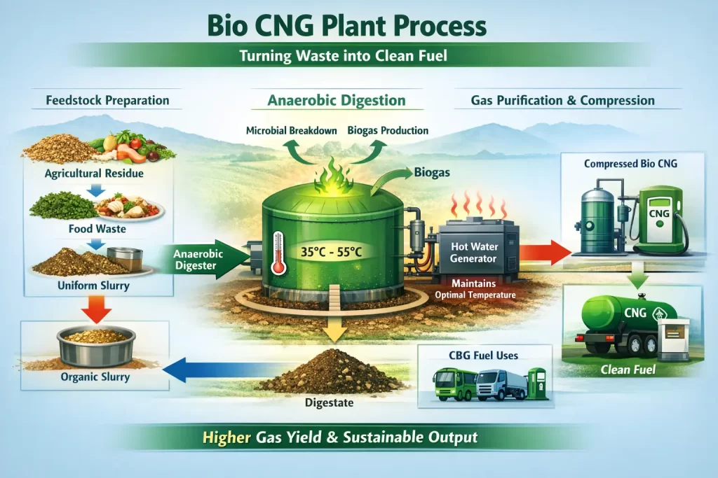 Understanding Bio CNG Plant Process with Hot Water Generator