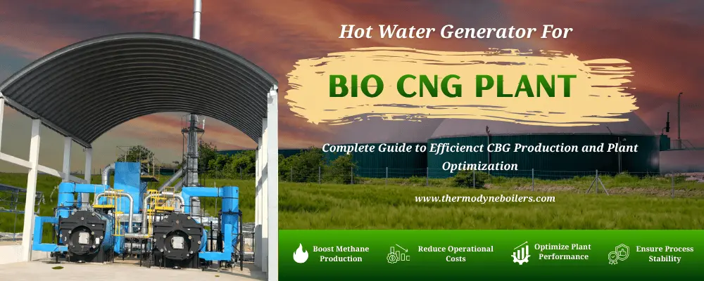 Hot Water Generator for Bio CNG Plant maintaining digester temperature for efficient CBG production and biogas plant optimization