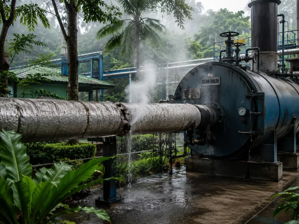 Hidden Steam Leakage from Insulated Steam Pipe in Industrial Boiler Plant