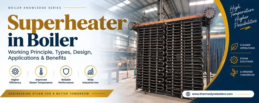 Industrial boiler superheater coil assembly for high-temperature steam generation and improved boiler performance