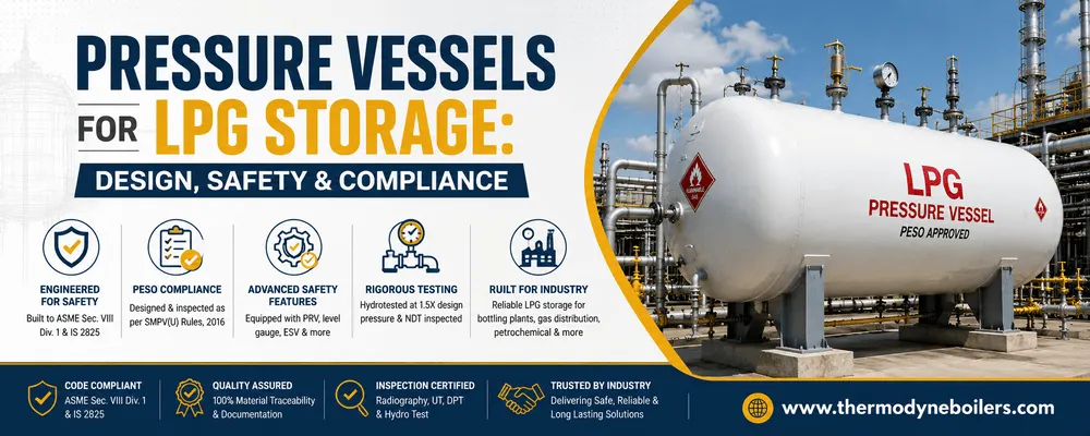 LPG storage pressure vessel design, safety features and PESO compliance
